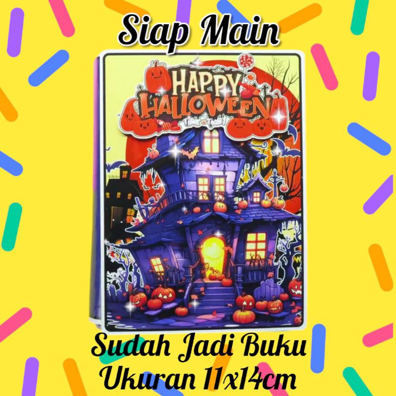 Buku Mainan Mini HALLOWEEN Merangkai Gunting Tempel Bongkar Pasang Quiet Book Sanrio Toca Boca Paper