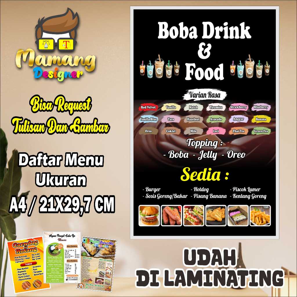 

Cetak Daftar Menu Bahan Kertas Dilaminating Jualan Boba Dan Aneka Makanan Keren bb