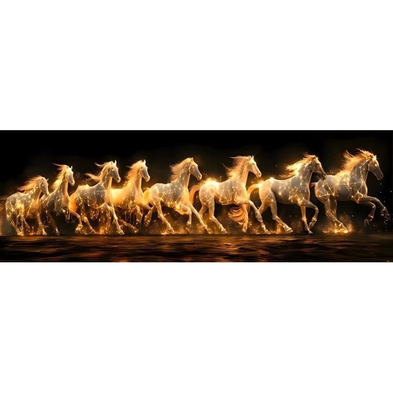 Lukisan Mewah Porselain Diamond 5D Kuda 8 ukuran 70 x 150 cm