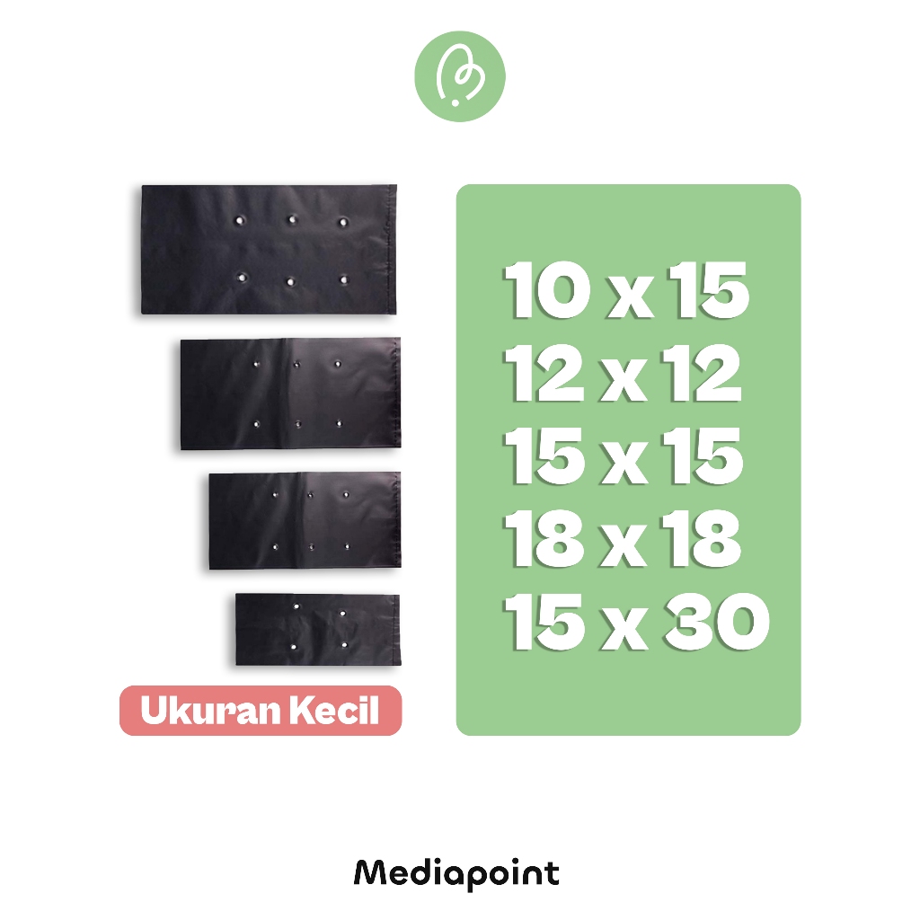 Mediapoint - Plastik Polybag Tanam Ukuran Kecil 10x15 | 12x12 | 15x15 | 18x18 | 15x30 Per-Lembar
