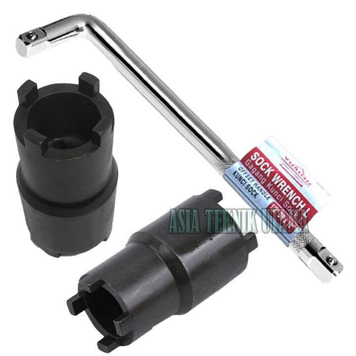 PAKET 2 SET Kunci Mahkota + Gagang Stang Kunci Sok Sock L / DOUBLE CROWN SOCKET KUNCI MAHKOTA GANDA 