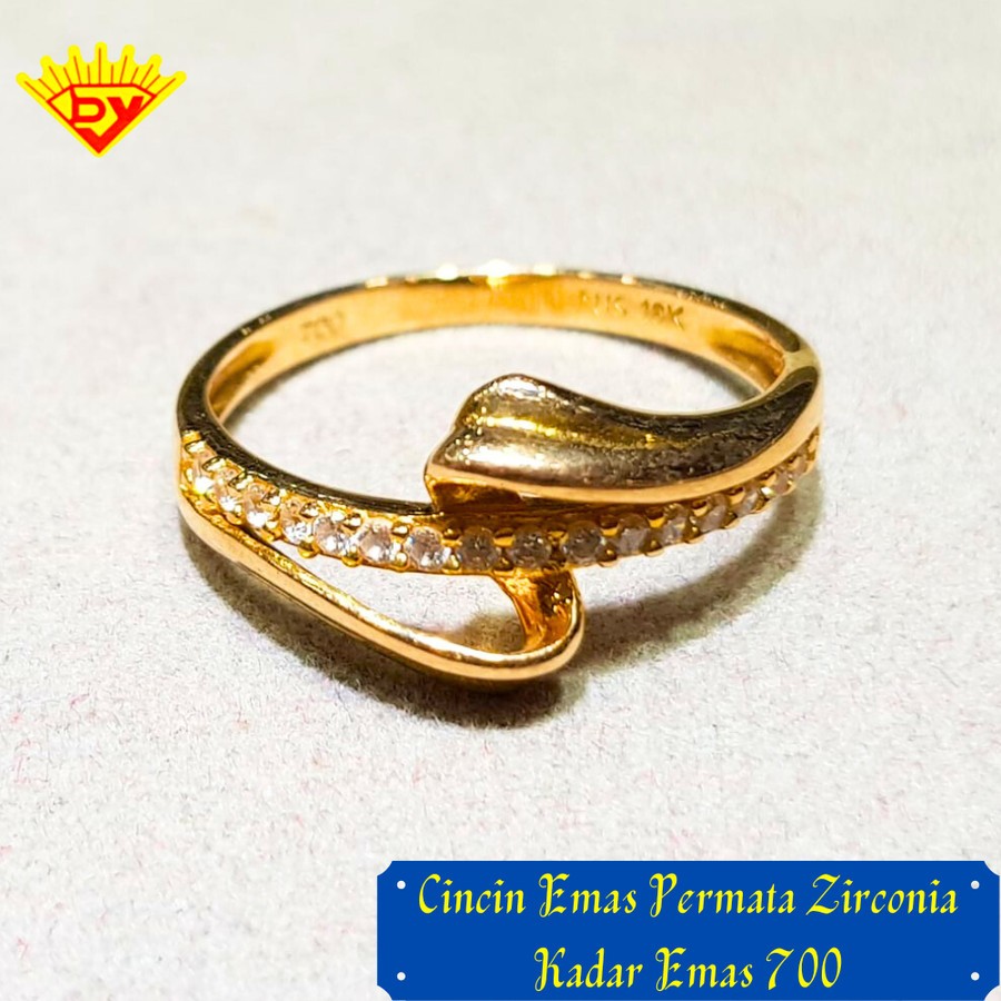 Cincin Emas Permata Zirconia Emas 700