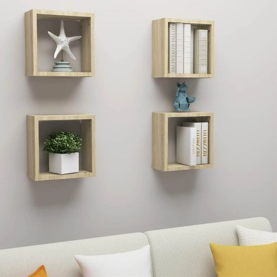 Rak Dinding Kayu Pinus Minimalis Kotak | Ambalan Dinding Minimalis