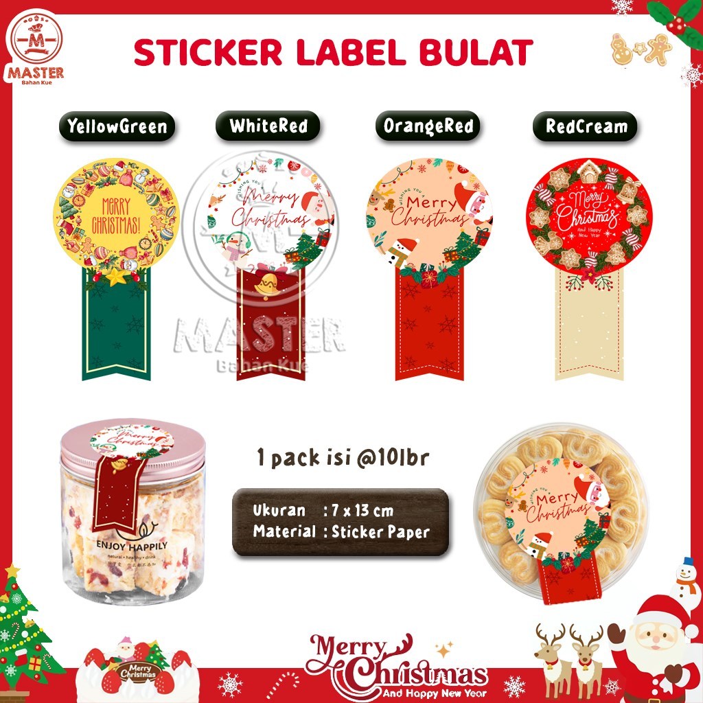 

Sticker Label Natal Merry Christmas / Label Toples Kue [ isi 10 Pcs]