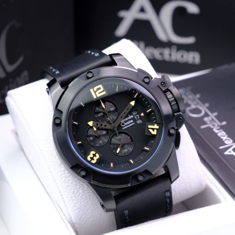 ALEXANDRE CHRISTIE PRIA AC 6295 HITAM JAM TANGAN PRIA ORIGINAL