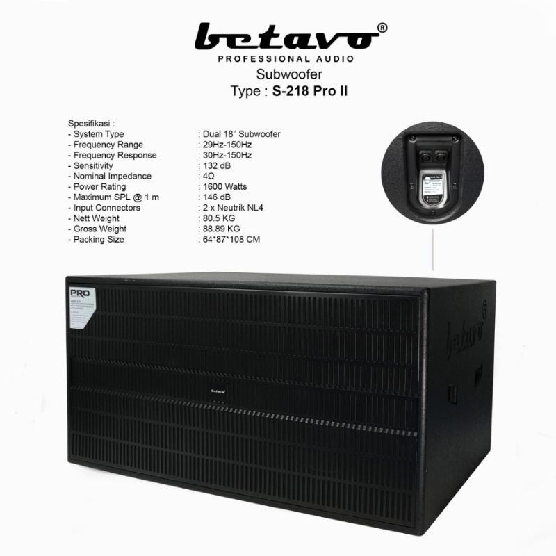 Subwoofer pasif 18 Inch Professional Betavo s 218 pro s 218pro