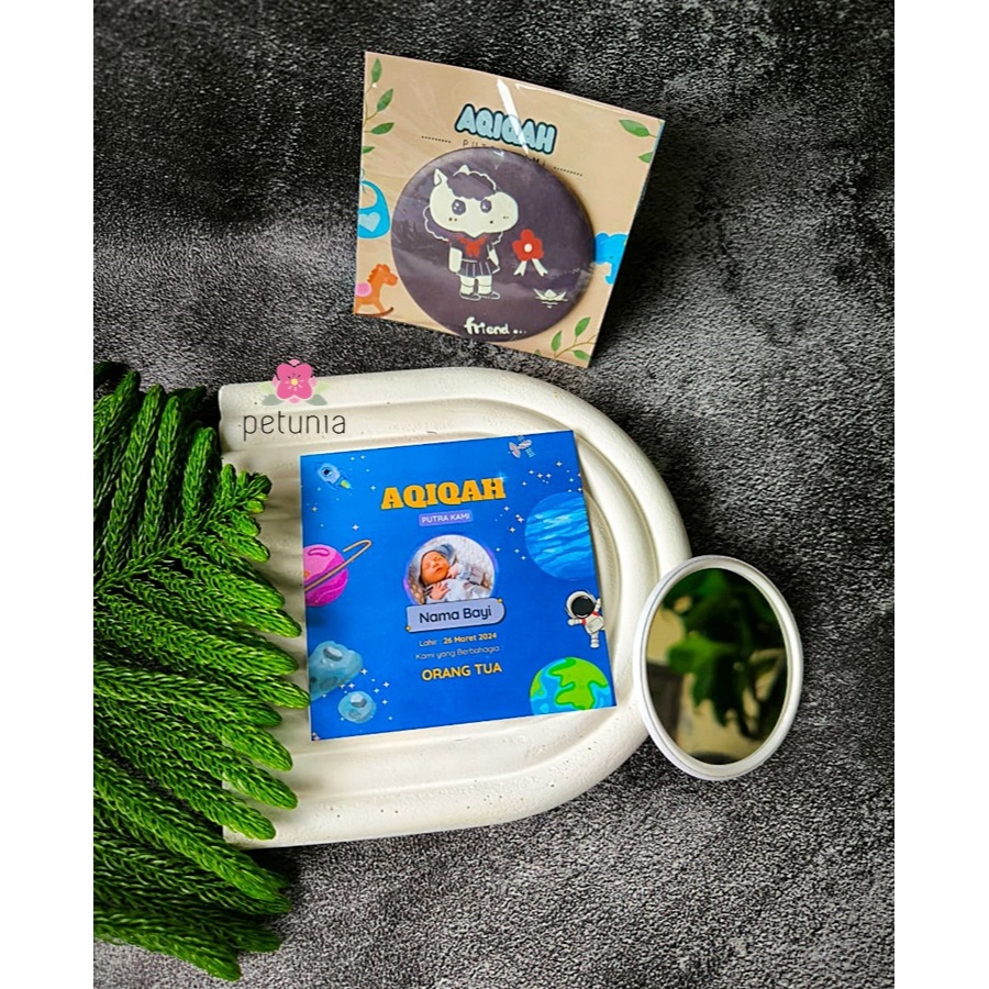 Souvenir Kaca Tasyakuran Kelahiran Aqiqah Bayi Perempuan Laki Laki Unik Murah