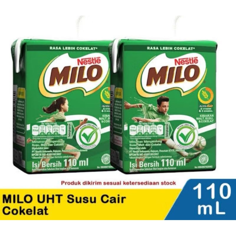 

SUSU KOTAK MILO 110 ML 1 PACK ISI 4 PCS / MILO NESTLE RASA COKLAT / MILO UHT SUSU CAIR / ACTIV GO COKELAT