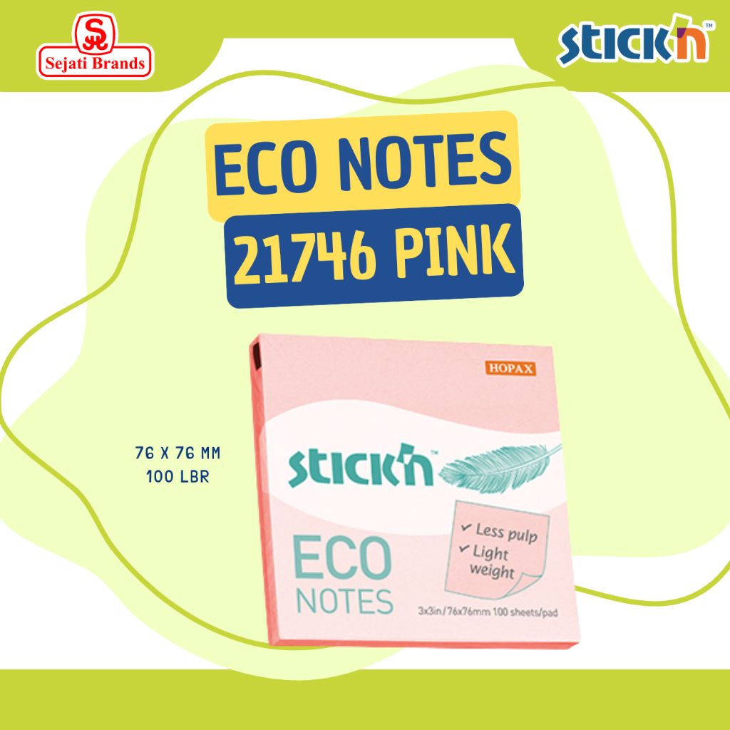

Stick'n Eco Note 21746 Pink (3x3) / Memo Sticky Note