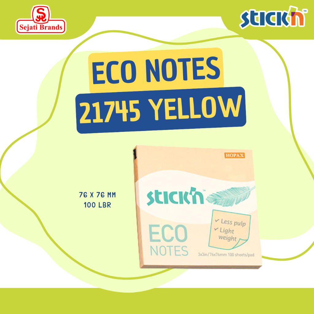 

Stick'n Eco Note 21745 Yellow (3x3) / Memo Sticky Note