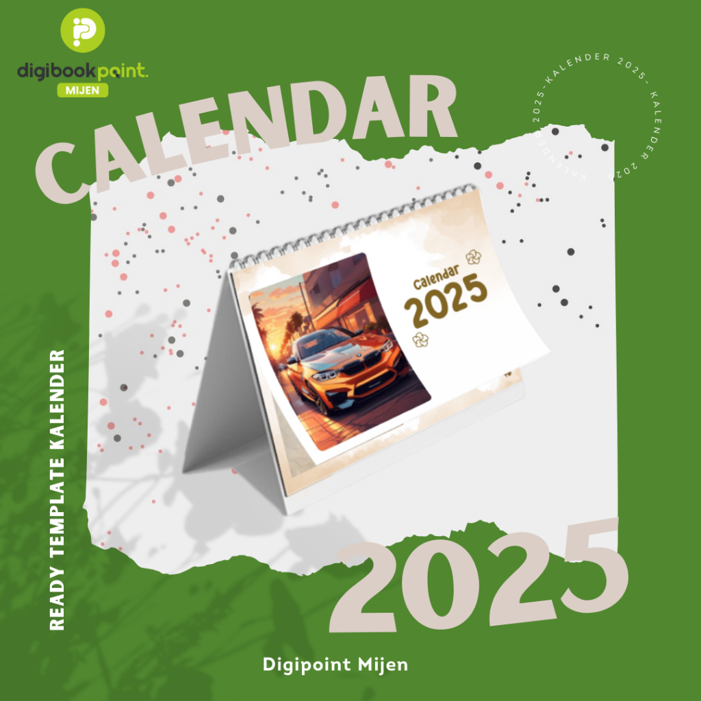

Kalender 2025 - Kalender Meja 6 lembar 2 sisi + cover bahan AC 230 - Tatakan Duplex