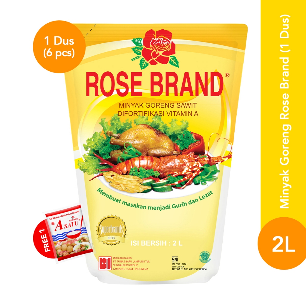 

Rose Brand - Bundle Minyak Goreng Rose Brand 2 Liter ( 1 Dus) + Gratis (1pcs) MSG A Satu 50 Gram