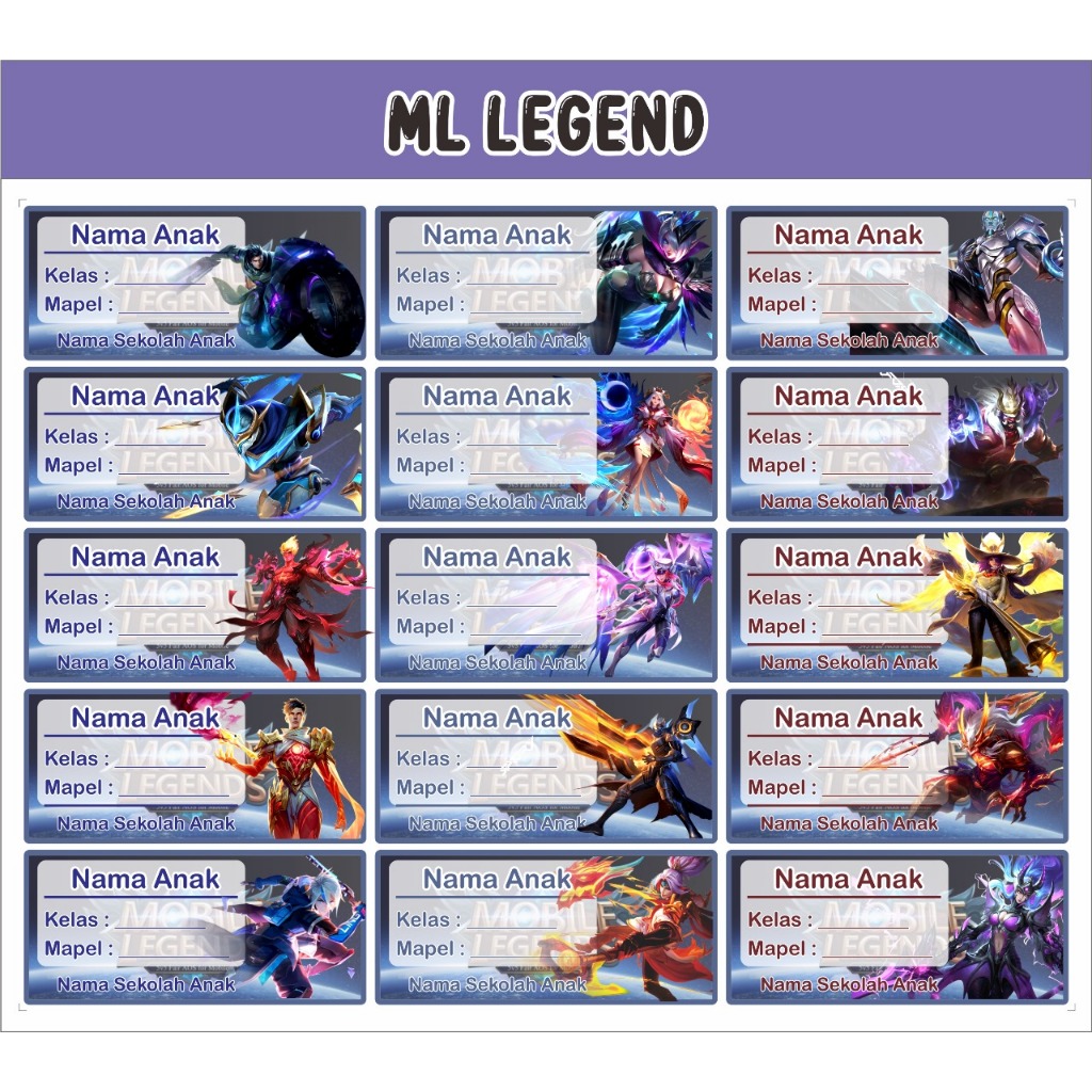 

STIKER MAPEL - LABEL BUKU PELAJARAN SEKOLAH - STIKER MATA PELAJARAN - MOBILE LEGENDS 2
