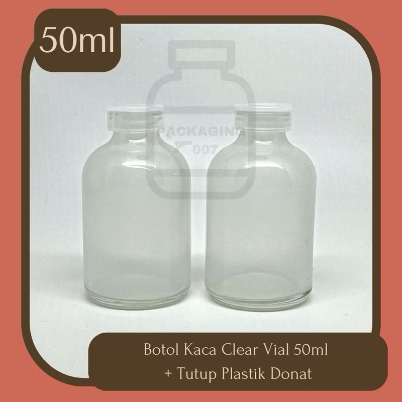 Botol Kaca Vial Clear Reed Diffuser Asi Susu Madu Minuman 50ML Tutup Plastik Donat