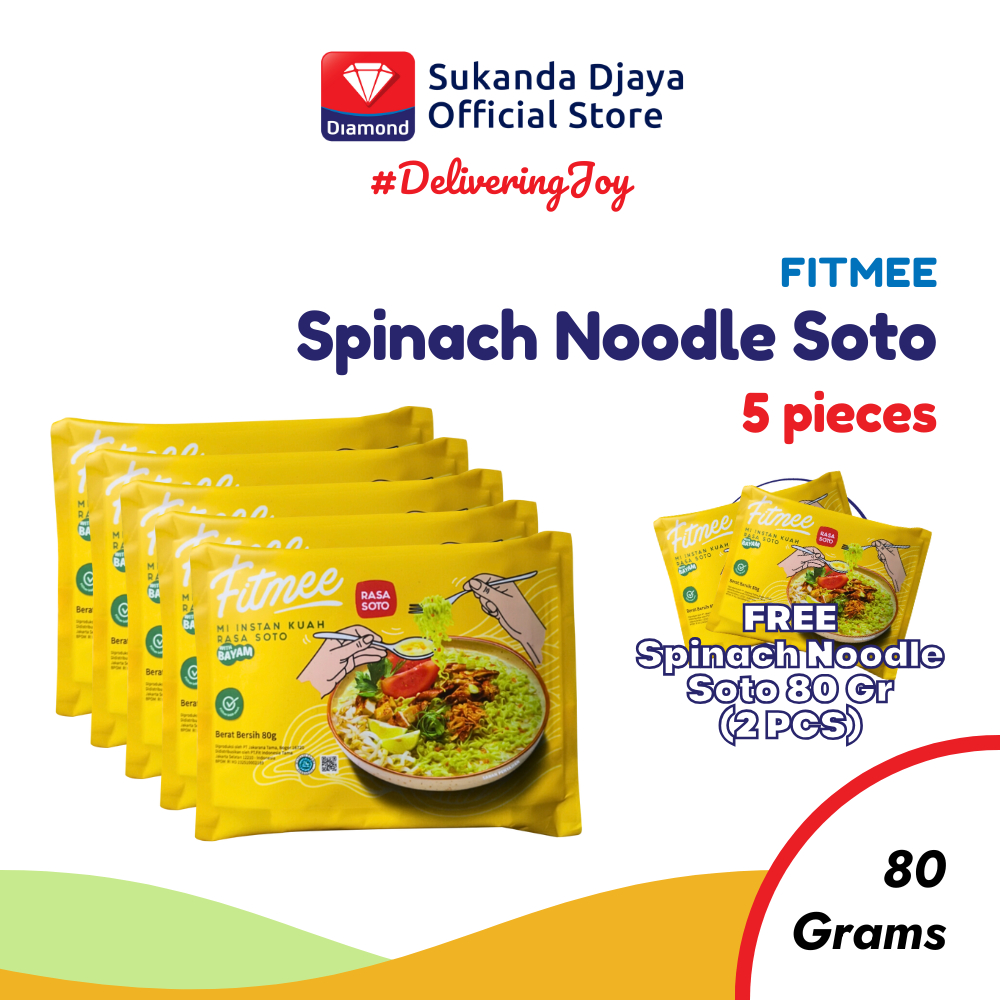 

Fitmee Mie Instan Sehat Bayam Soto 5 Pcs FREE Bayam Soto 2 Pcs