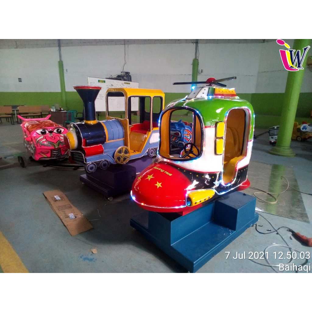 odong-odong mainan depan toko mainan koin goyang fiber lengkap koin siap pakai murah