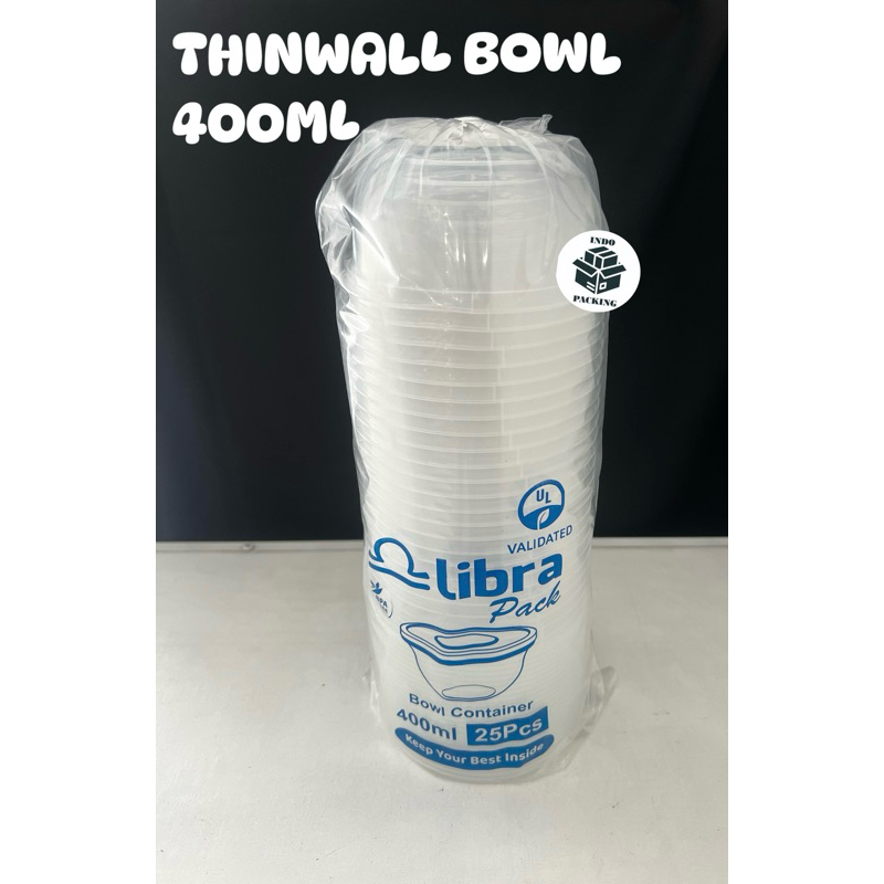 Thinwall Bowl Libra 400ml / Bowl Container / Tempat Salad / Mangkuk Dawet / Bowl Plastik / Mangkok S