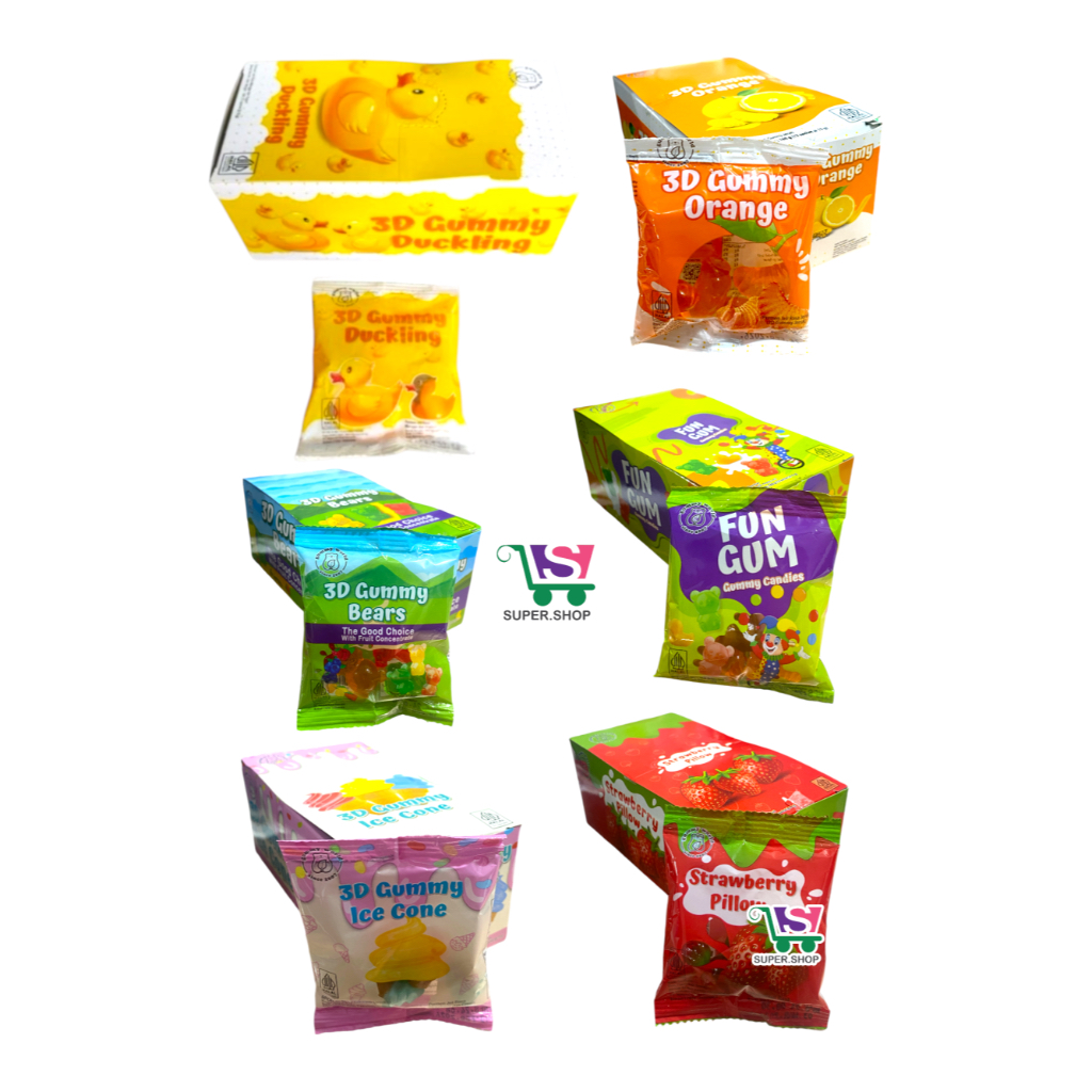 

3D Gummy World Bears / Strawberry / Duck / Ice Cream Permen Jeli PACK (isi 12 pcs)