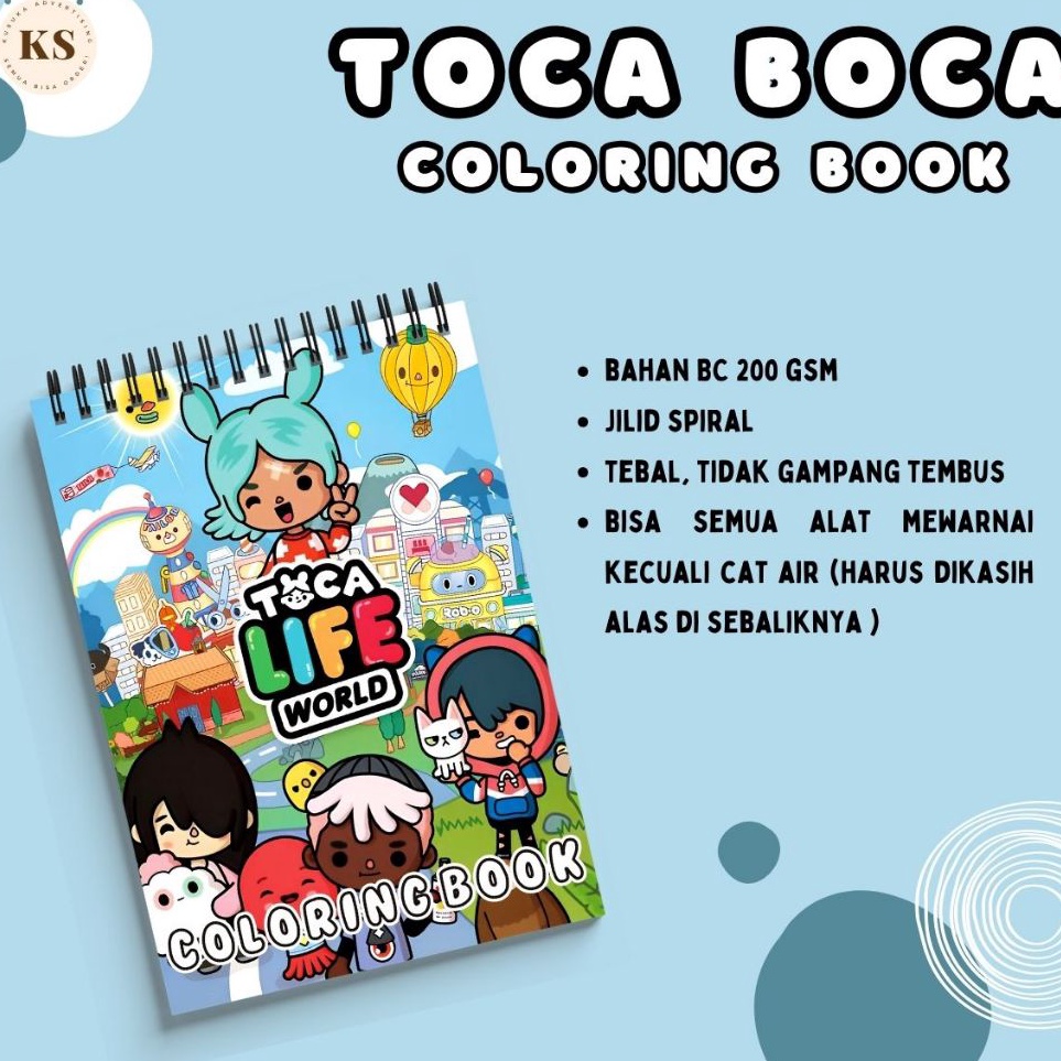 

KODE V22S Toca Boca Coloring Book Buku Mewarnai Anak Remaja Dewasa Aesthetic Kertas Tebal