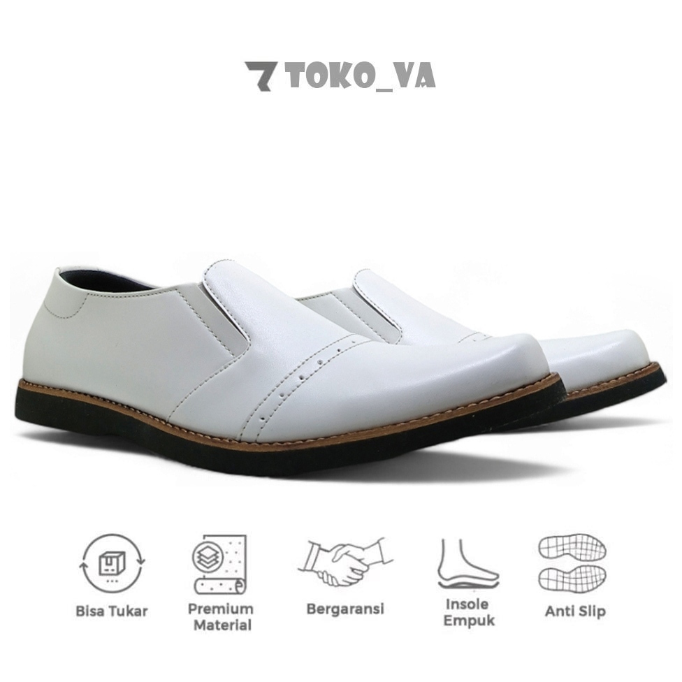 No 48 47 46 45 44 43 - Sepatu Pantofel Dokter Pria Loafers Putih Ukuran Jumbo Besar / Sepatu Formal 