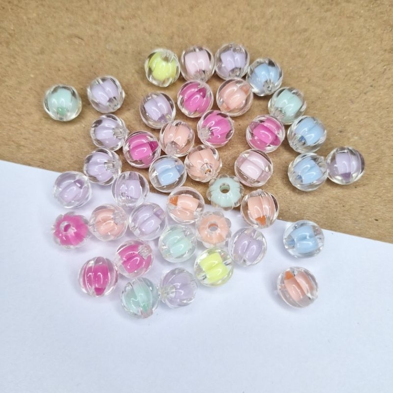 25 Gram Manik Manik Mote Cermai Warna Warni 10MM Manik Mote Bulat Isi