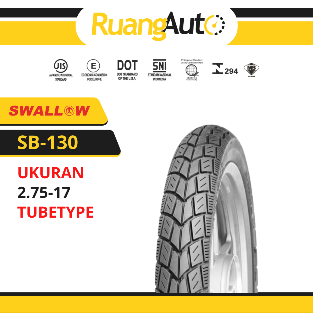 BAN LUAR SEPEDA MOTOR SWALLOW SB-130 X-HAWK 275-17 RING 17 TUBETYPE