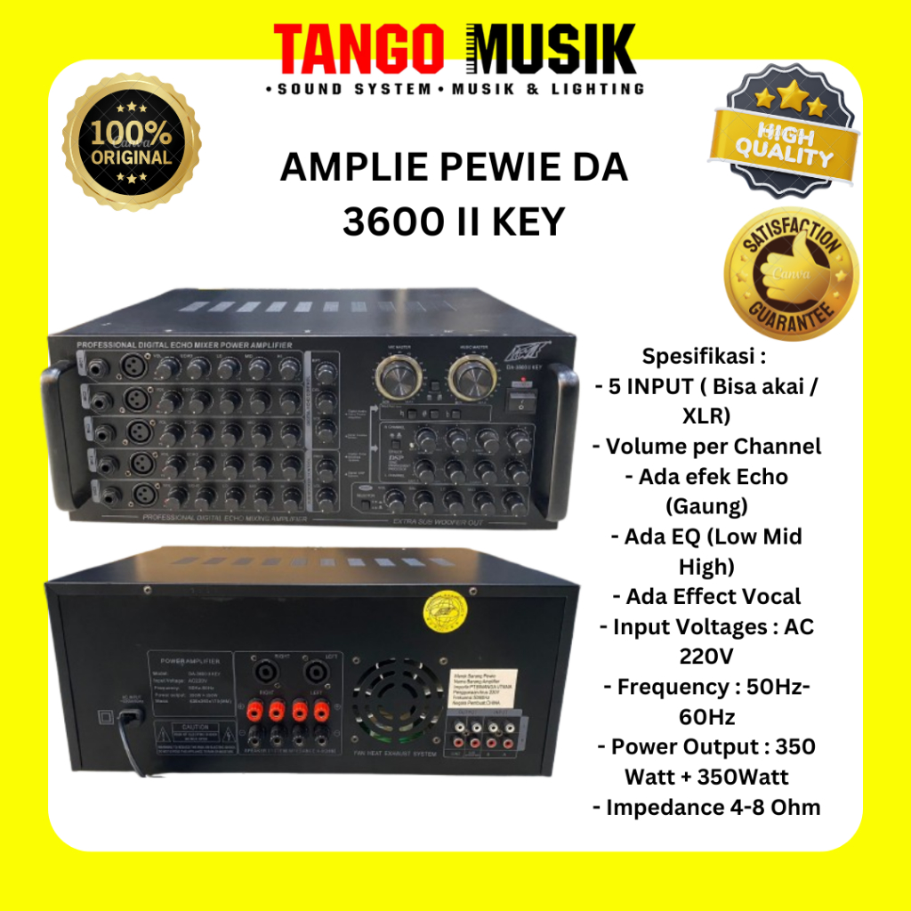 AMPLIFIER KARAOKE PEWIE DA 3600 II KEY  350 Watt + 350Watt / AMPLIE KARAOKE BMB / AMPLIE KARAOKE PEW
