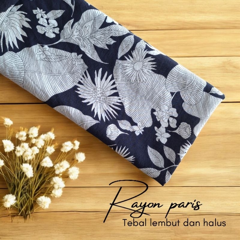 kain katun rayon paris motif bunga / kain katun rayon silk