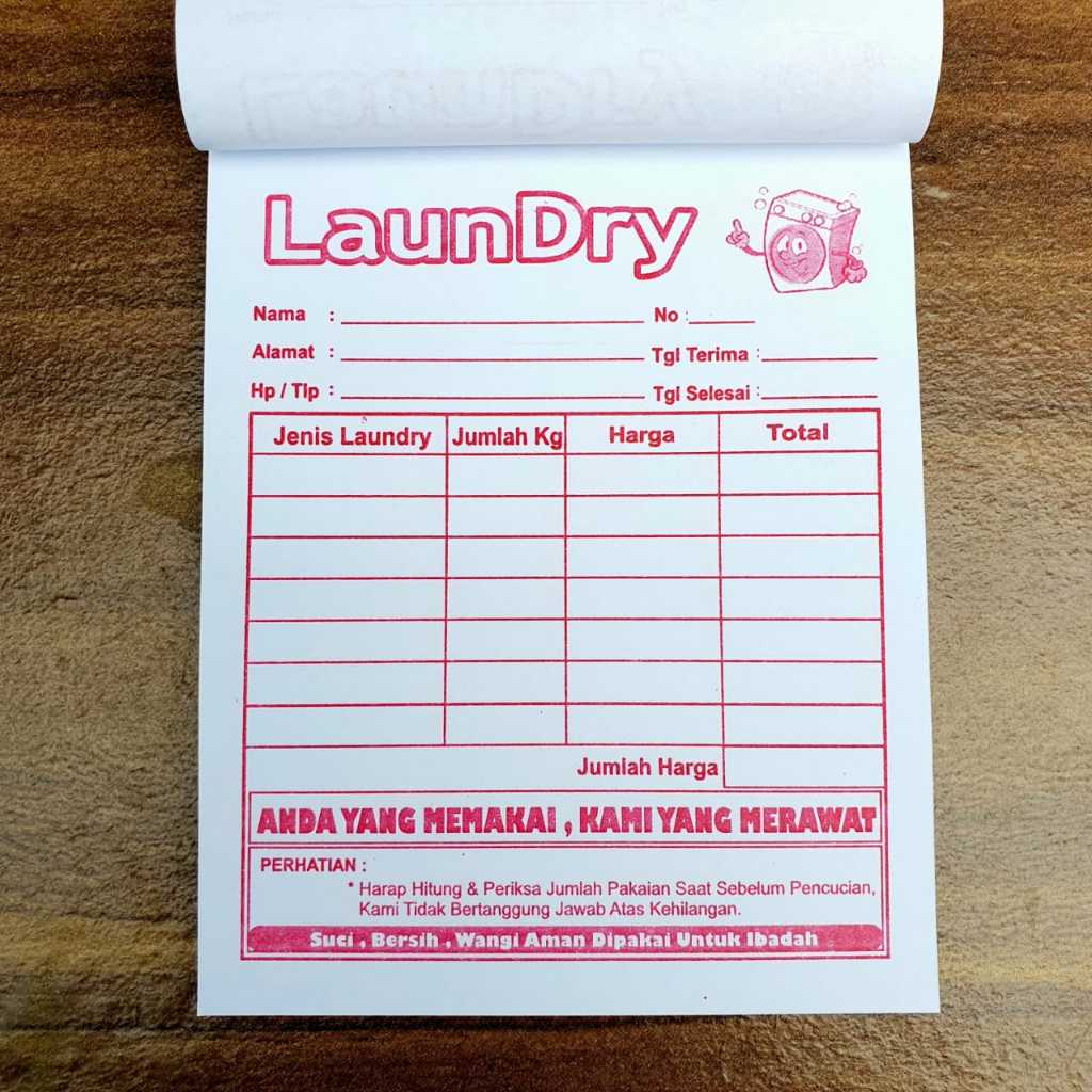 

NOTA LAUNDRY MOTIF POLOS 2 ply / 2 rangkap warna warni