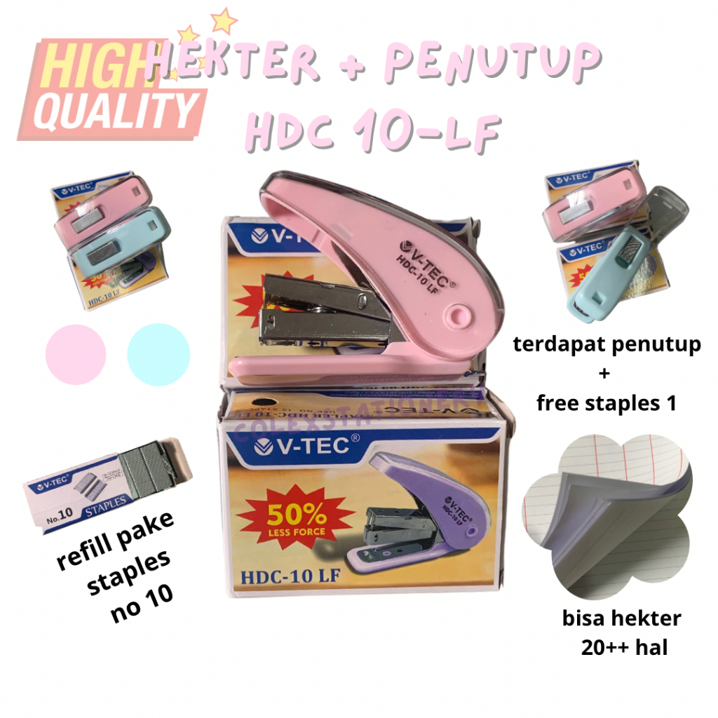 

Stapler HDC 10 - LF / Hekter High Quality Dengan Pelindung (Tempat Refill) + Free Isi 1 Staples No 10 Vtec