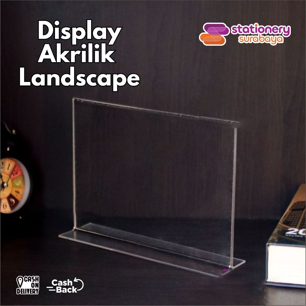 Display Menu Acrylic Standing Akrilik  Papan Tempat Meja Minimalis Landscape A6 A5 A4