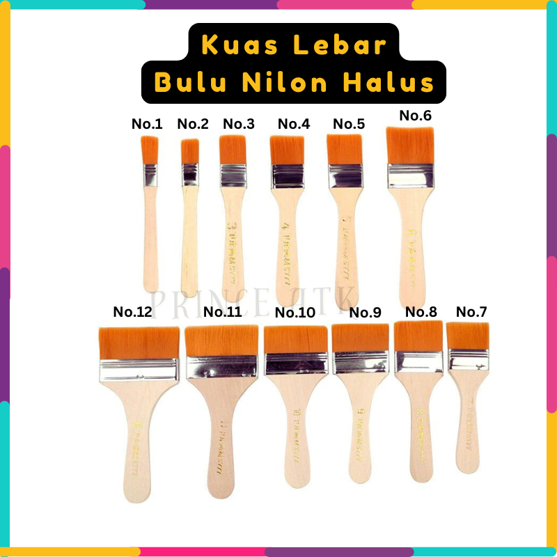 

Kuas Lukis Lebar / Flat Brush Bulu Halus Nilon