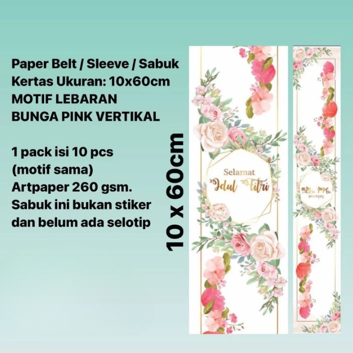 

1 Pack Isi 10 Lembar Paper Belt Bunga Pink V Sabuk Kertas Toples Box Hampers Lebaran