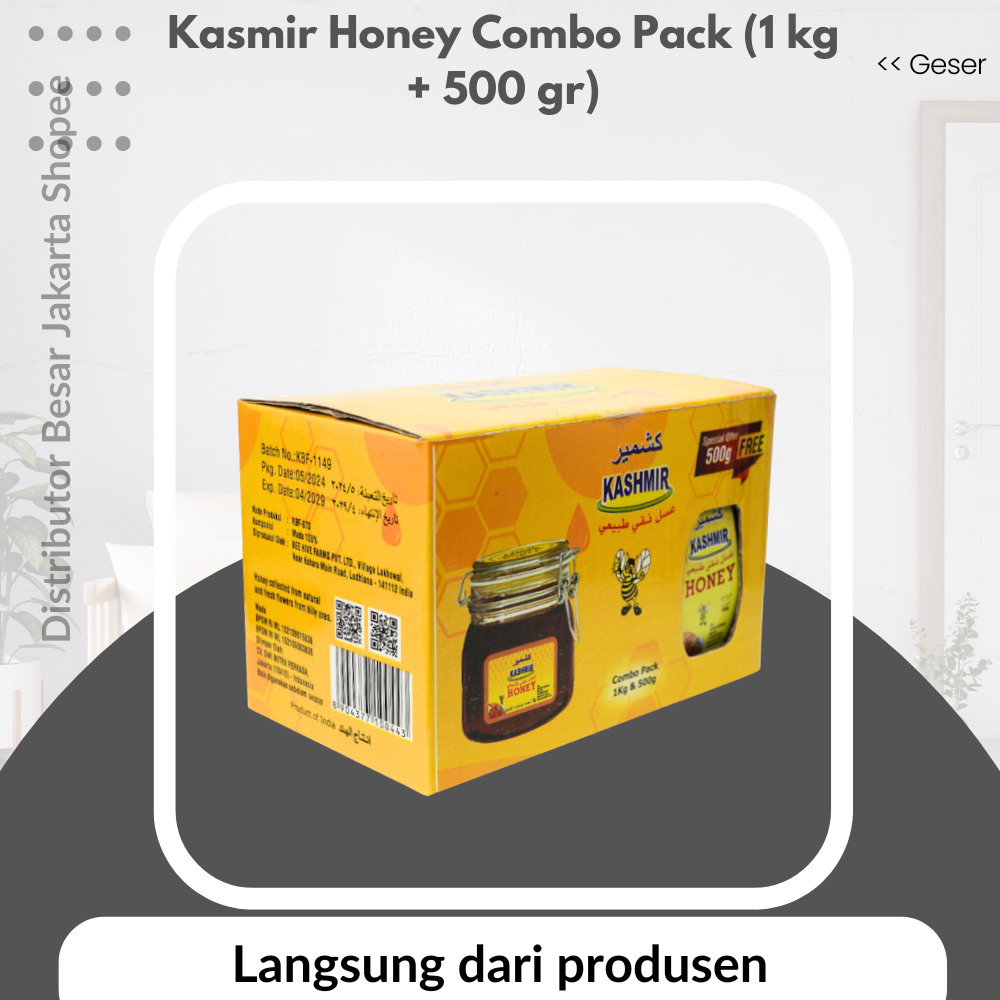 

Kasmir Honey Combo Pack (1 kg + 500 gr) madu lebah honey original Madu Kashmir Paket Combo Pack 1 Kg Free 500 Gr | Madu Honey Alami | Madu Kashmir Madu Murni