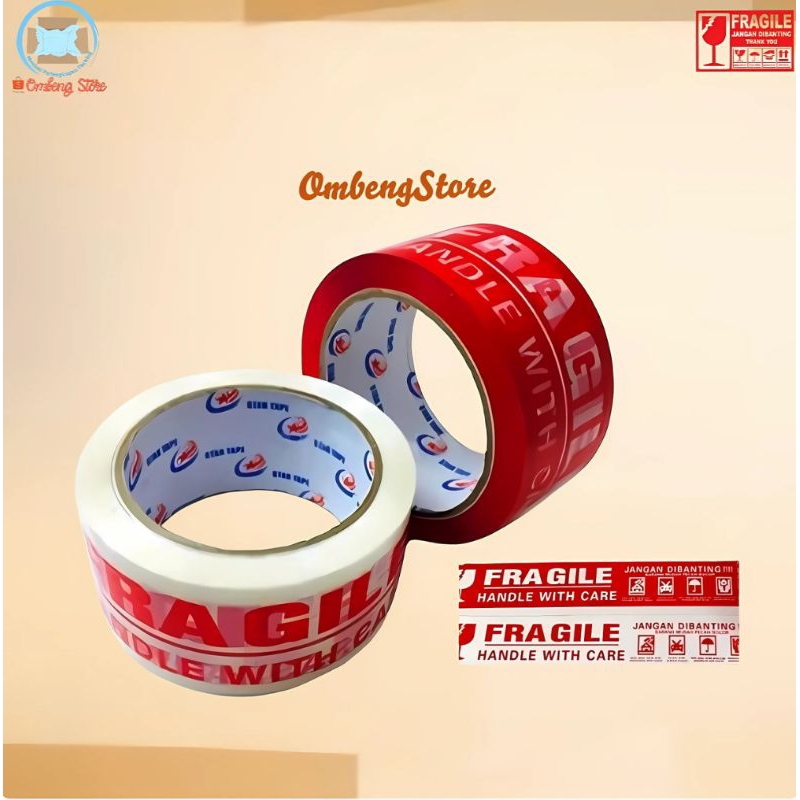 

LAKBAN FRAGILE LENGKET PACKING (STAR / TAKUMI / HERO/SEJENISNYA TAPE 48 mm x 90 Yard )