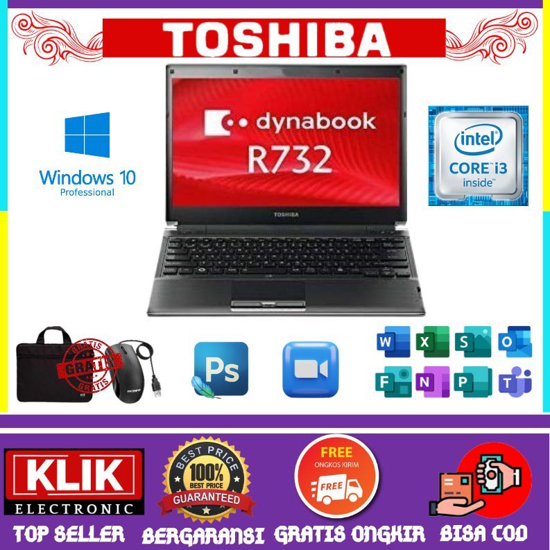 LAPTOP TOSHIBA CORE i3 R731 // RAM 8GB - HDD 1000GB // WIN 10 // DAPAT BONUS TAS DAN MOUSE