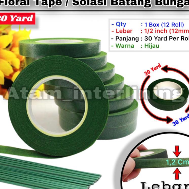 

HJ6 1 Box isi 12 Roll Floral Tape Lebar 12cm Panjang 3 Yard per roll Hijau Selotip Bunga Solatip Batang Bunga solatip daun isolatip bunga isolasi tangkai bunga flower tape florist tape floral tape hijau floral top