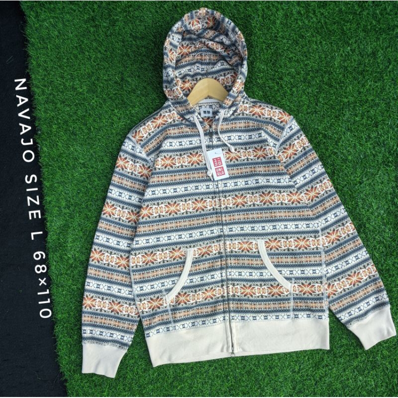 HOODIE UNIQLO ZIPPER NAVAJO
