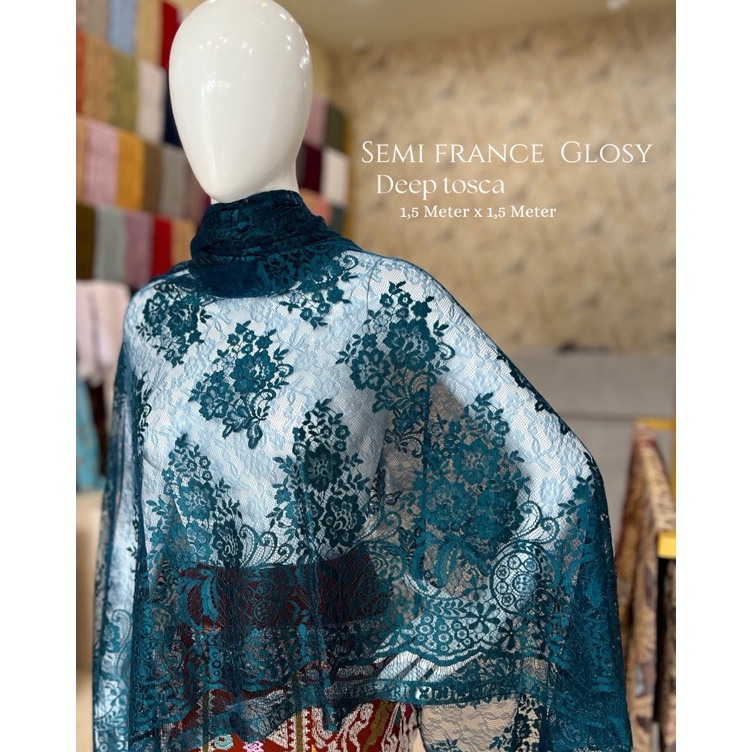 Brokat Semi prancis Glossy  Brokat semi prancis metalik  bahan kebaya semi prancis  kain brokat semi