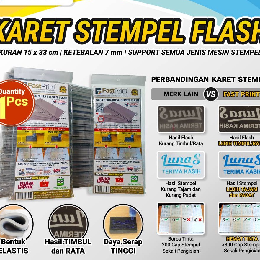 

KF7 Karet Spon Busa Stempel Flash Warna