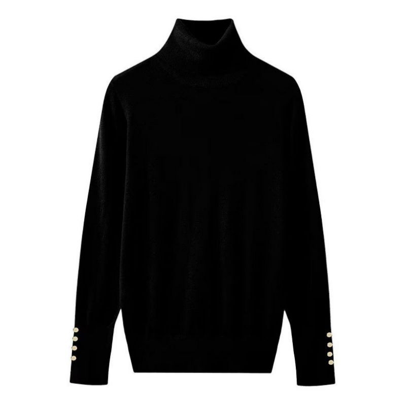 Women Knit High Neck Winter Sweater Baju Atasan Wanita Rajut Dalaman Mantel Inner Coat Hitam Black H