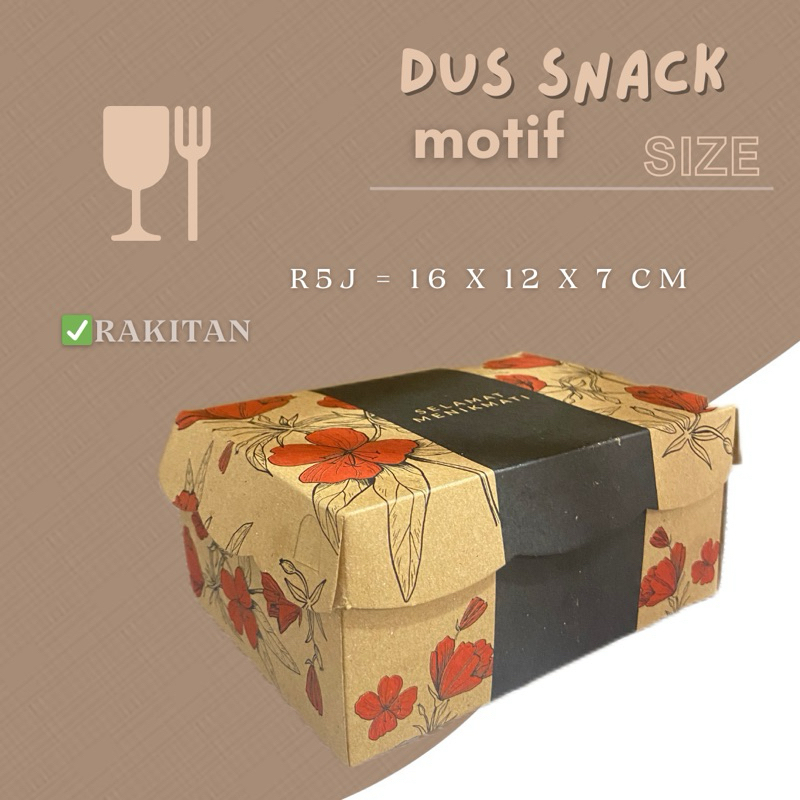 

GUDANG LAKBAN Kemasan R5J Dus Snack motif bunga merah Kotak Kemasan Renda Motif Cantik Non Laminasi