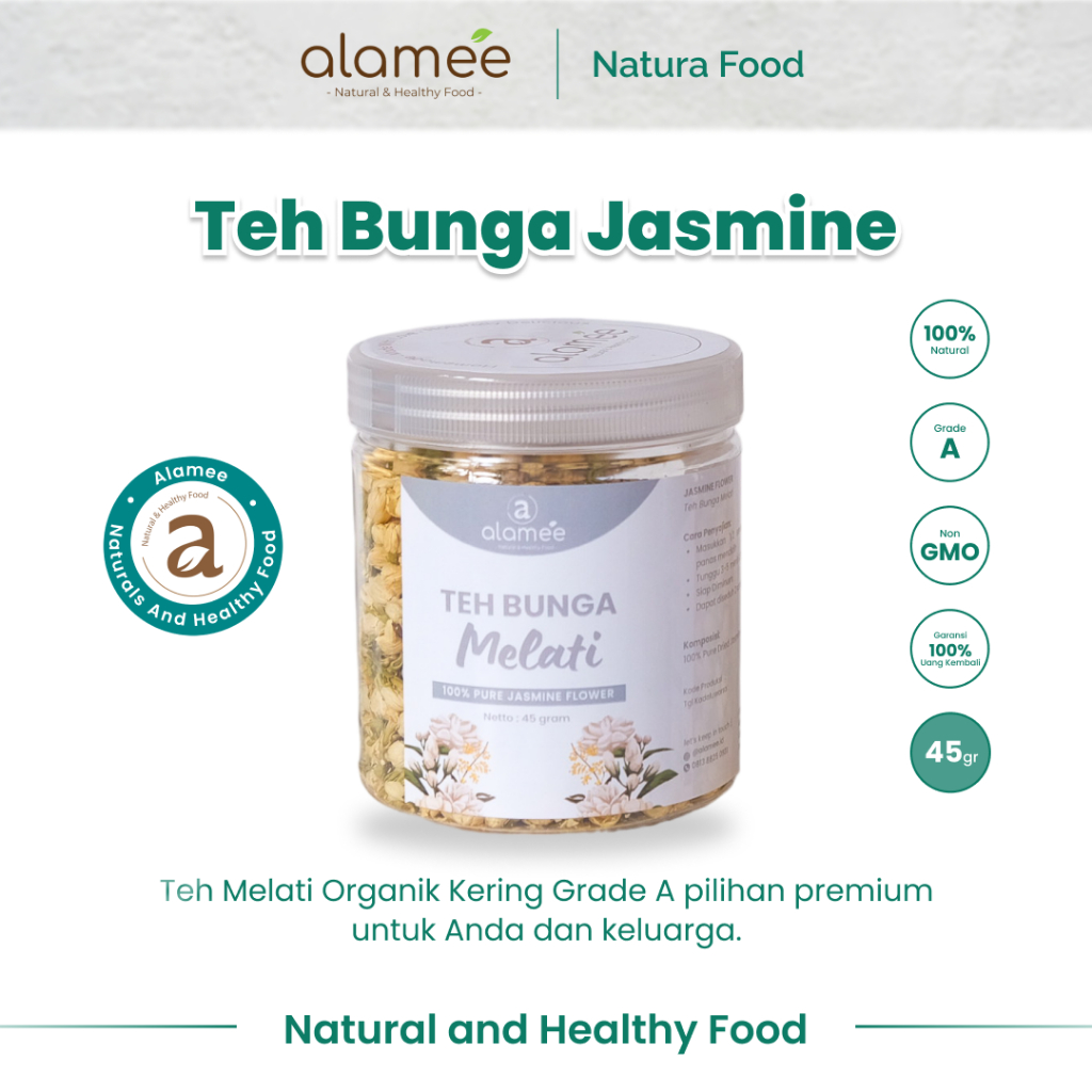 

ALAMEE Teh Bunga Jasmine Tea Flower Melati Organik Jasmin Herbal Kering Dried Premium