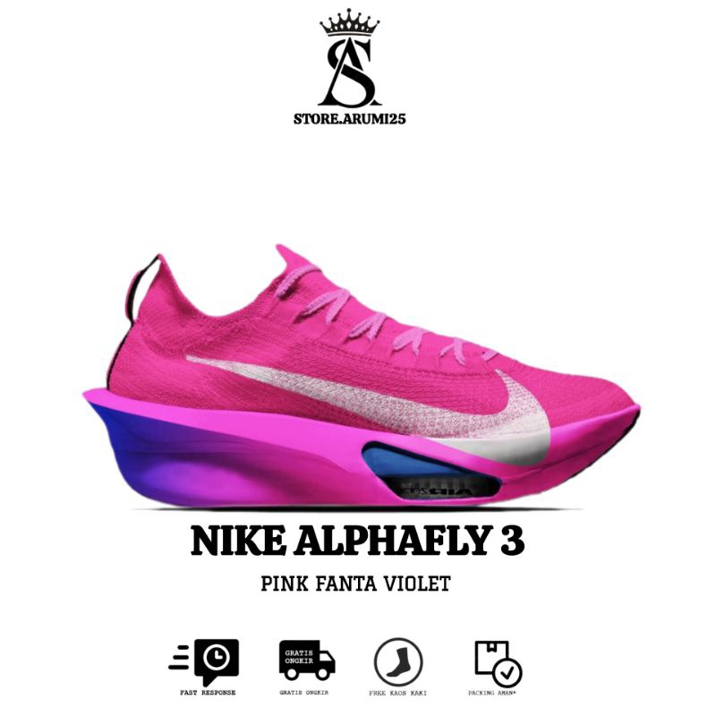 Sepatu N.K Alphafly 3 Pink Fanta Violet