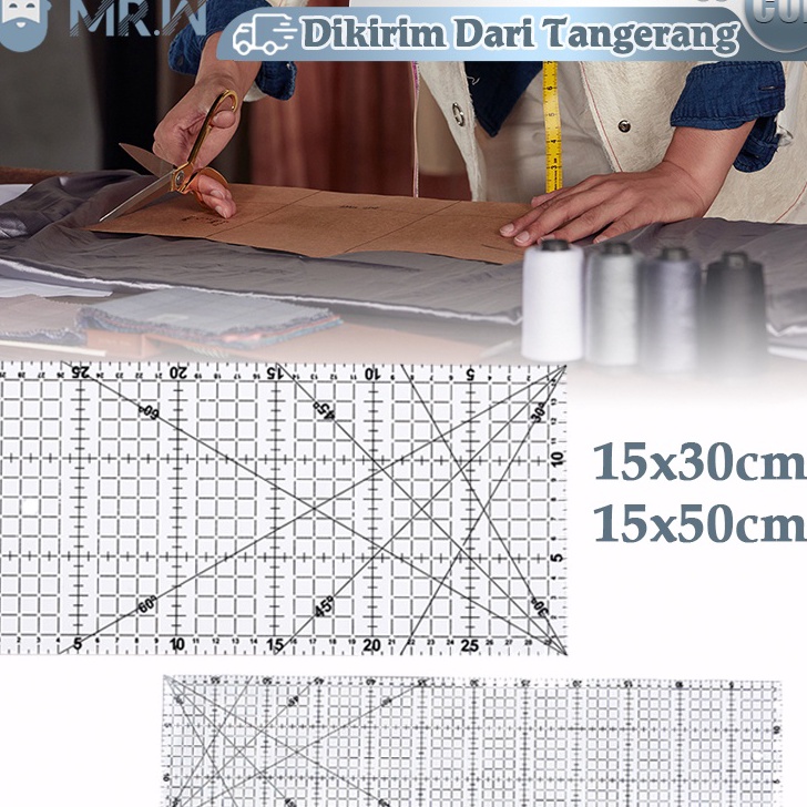 

KI3 Penggaris Jahit Quilting Ruler 15cm X 5cm Penggaris Pola Akrilik Tebal Desain Patchwork Ruler Untuk Alat Jahit