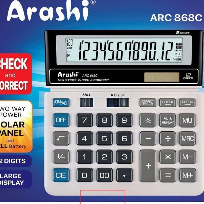 

Spesial Arashi Desktop Calculator ARC 868C Kalkulator 12 Dit Layar Solar Panel