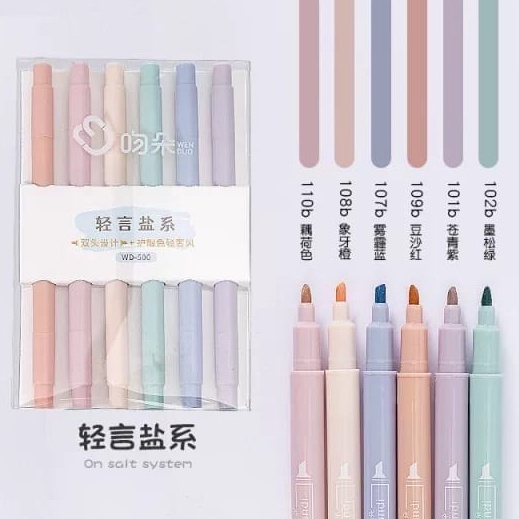 

Kilat stabilo pastel wen duo double tip 6 colors wd atau wd 6