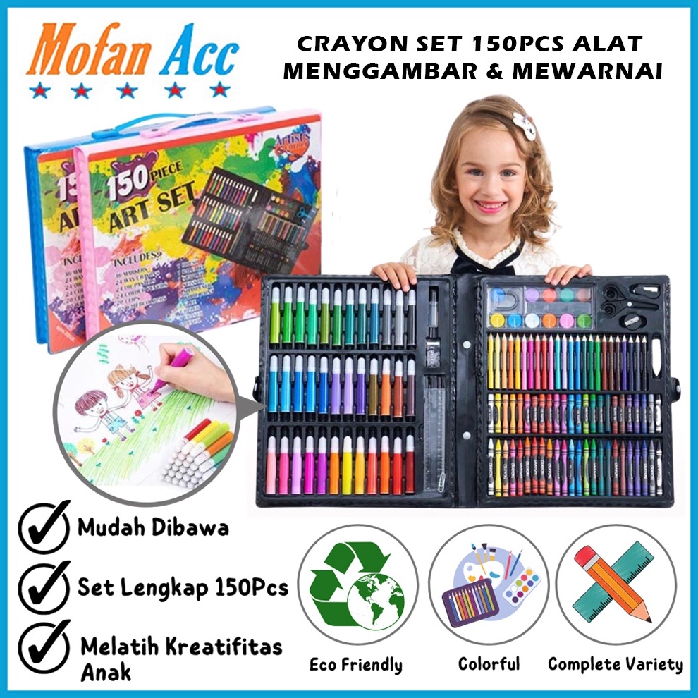 

ART B7I5 Crayon Set 15pcs Pensil Warna Spidol Krayon Cat Air Minyak Kuas Palet Water Colors Alat Menggambar Mewarnai Melukis Isi 15 pcs Anak Anak Kit Art Supplies Painting Hadiah Kado Ulang Tahun Birthday Gift Pencil Colours Coloring Set Gambar L