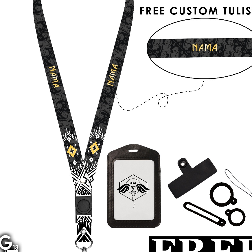 

Premium Custom Nama 2cm Printing Full 2 Sisi termasuk card holder gantungan hanging wallet Desn 4