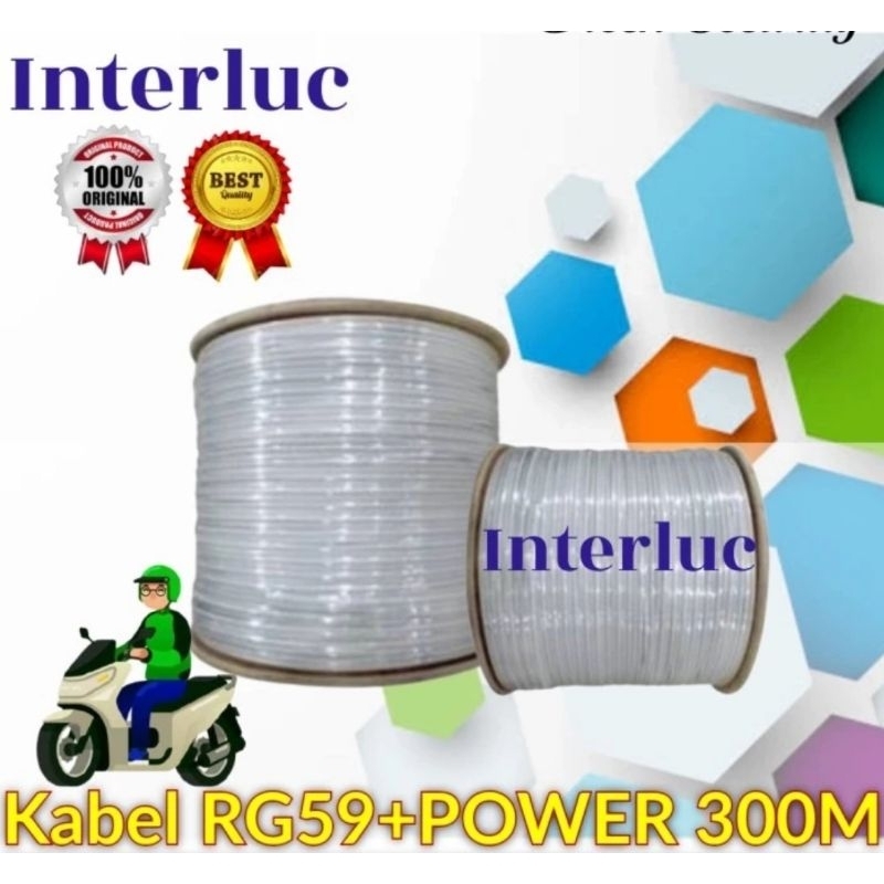 Kabel rg59 plus power kabel cctv 1 roll 300 meter
